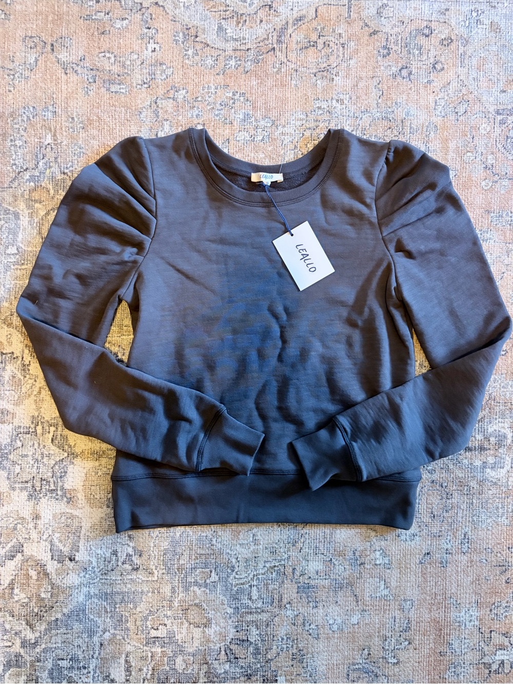 LeLaLo Women's Puff-Sleeve Crewneck Sweatshirt